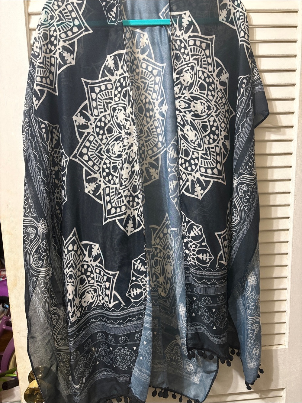 Women’s Black and White Printed Cape- Stylish Casual Wear
